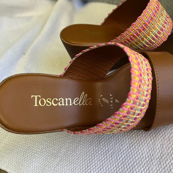 Toscanella Size 7 Slip on Sandal Wedges 3.5" Heel Made in Italy - Picture 8 of 10